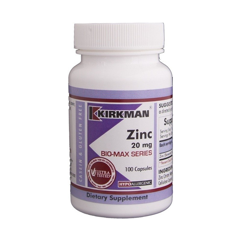 Zinc 20mg (Hypoallergenic) 100 kaps. Kirkman