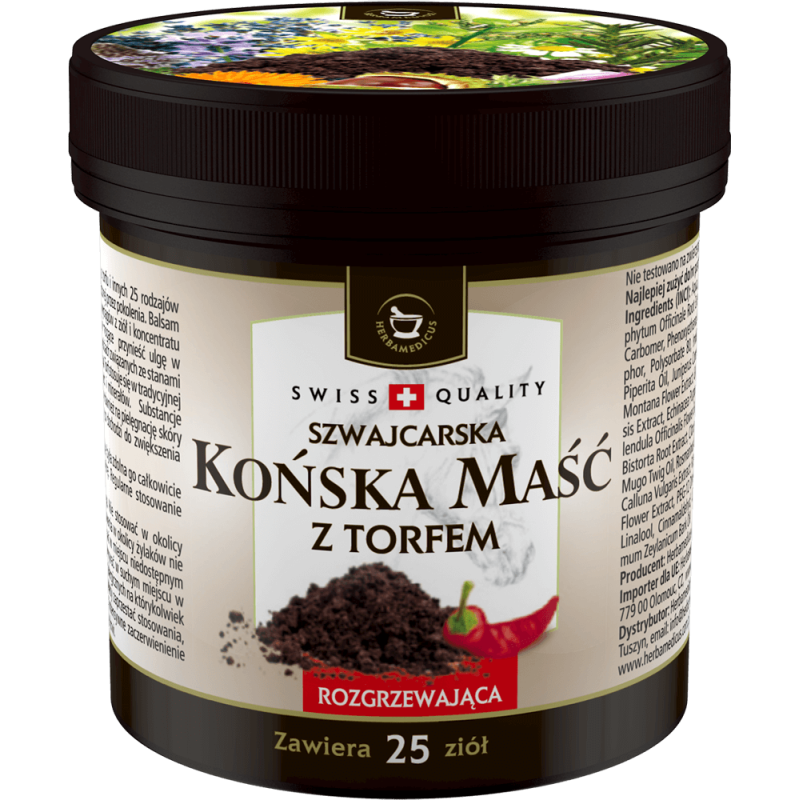 Szwajcarska KOŃSKA MAŚĆ rozgrzewająca z torfem (225 ml) Herbamedicus (08.2020)
