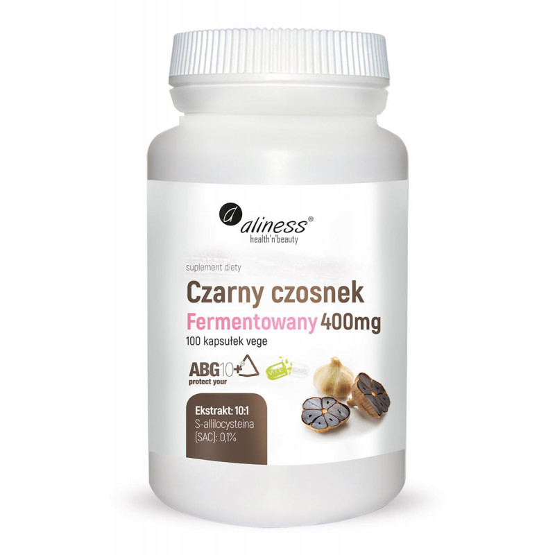Czarny czosnek fermentowany ABG10+® 400 mg (100 kapsułek VEGE) Aliness (04.2021)