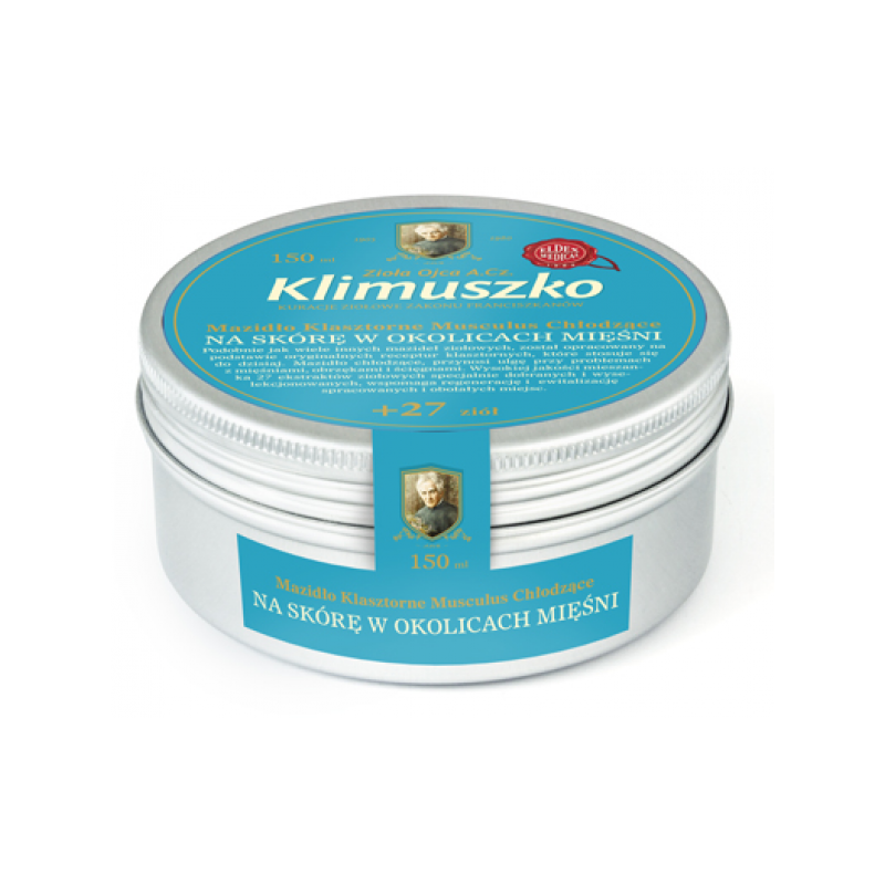 Mazidło Klasztorne MUSCULUS chłodzące - Na skórę w okolicach mięśni (150 ml) Klimuszko (02.2022)