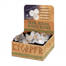 Runy w kamieniach WHITE ONYX (biały onyks)