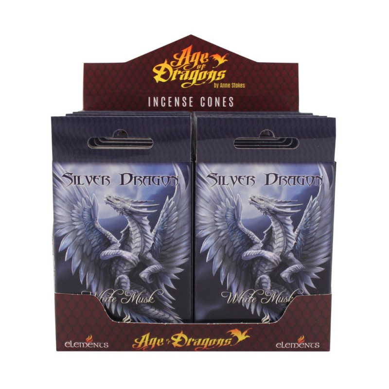 Kadzidła stożkowe SILVER DRAGON od Anne Stokes (15 szt)