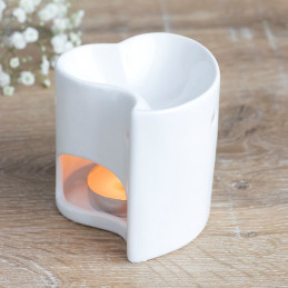 Kominek ceramiczny BIAŁE SERCE, kominek do arometerapii, kominek olejowy