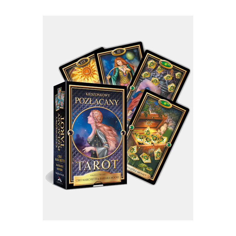 POZŁACANY TAROT kieszonkowy, Ciro Marchetti & Barbara Moore (książeczka + karty)