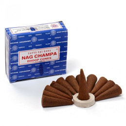 Kadzidełka NAG CHAMPA w stożkach (12 sztuk BLUE box) Satya