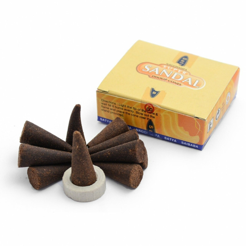Kadzidełka SUPER SANDAL w stożkach (12 sztuk box) Satya