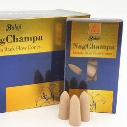 Kadzidełka stożkowe NAG CHAMPA Balaji Malasa (kadzidełka z przepływem wstecznym, zwrotnym)